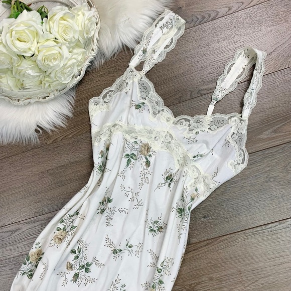 Vintage Victorias Secret Floral Cotton Slip Dress - Picture 2 of 6
